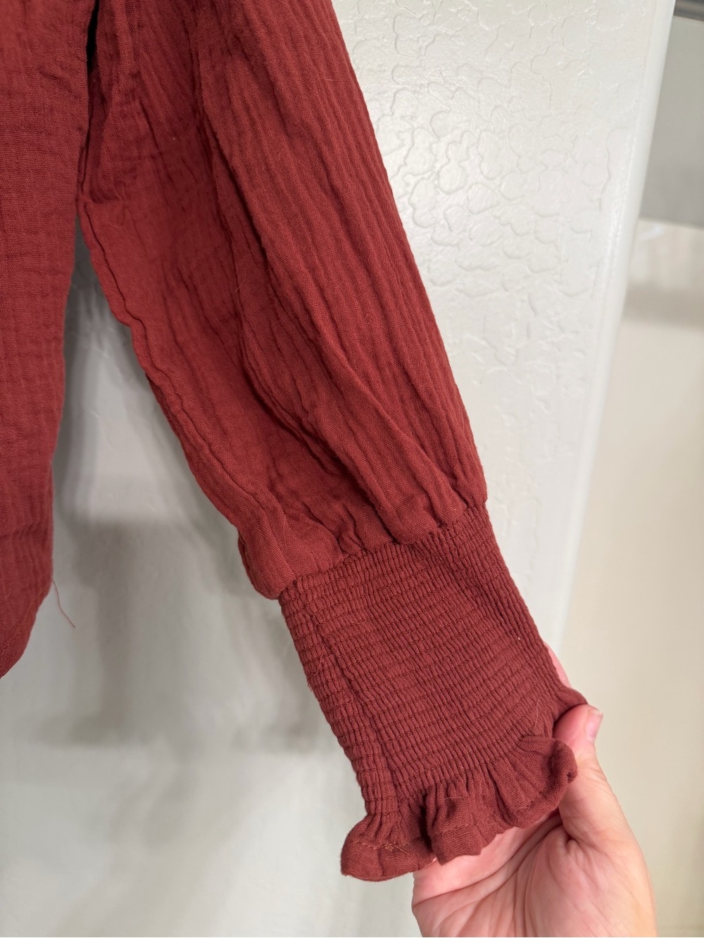 In Bloom Rust Red Ruffled Yoke Blouse - Picture 2 of 5